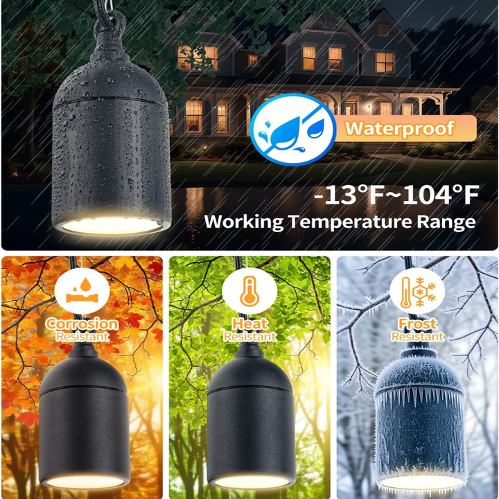 Outdoor Landscape Lighting LED 12V Low Voltage HLA06 2-Pack Low Voltage Black Rounded Pendant with MR16 3W 300LM 3000K Warm White LED Aluminum Light Hanging Patio Light Package