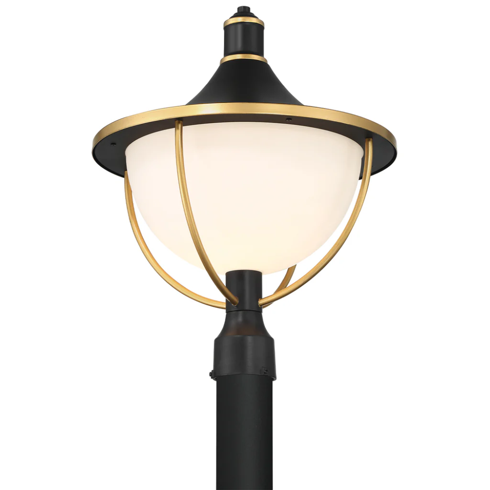 Outdoor Landscape Lighting LED 12V Low Voltage Atlas 1 Light Outdoor Post Light 16.5"x20.75" Stainless Steel and Glass Matte Black with Textured Gold Finish 120V 1 E26 Medium Base LED Bulb Sockets Casual Farmhouse Lantern for Patio, Garden, Exterior Posts
