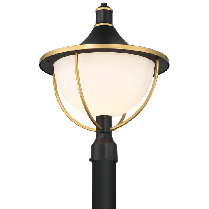 Outdoor Landscape Lighting LED 12V Low Voltage Atlas 1 Light Outdoor Post Light 16.5"x20.75" Stainless Steel and Glass Matte Black with Textured Gold Finish 120V 1 E26 Medium Base LED Bulb Sockets Casual Farmhouse Lantern for Patio, Garden, Exterior Posts
