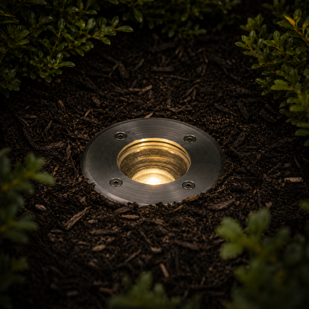 Outdoor Landscape Lighting LED 12V Low Voltage UNS02 Stainless Steel In-Ground Well Light | 12V Low Voltage Landscape Light Lamp Ready MR16 Socket