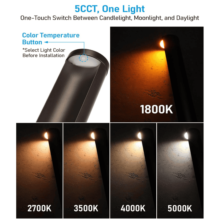 Outdoor Landscape Lighting LED 12V Low Voltage ALP16 6- and 12-Pack 5W 5CCT 1800K/2700K/3500K/4000K/5000K Integrated LED Landscape Pathway Light Package, 12V Low Voltage Side Lit Path Lights