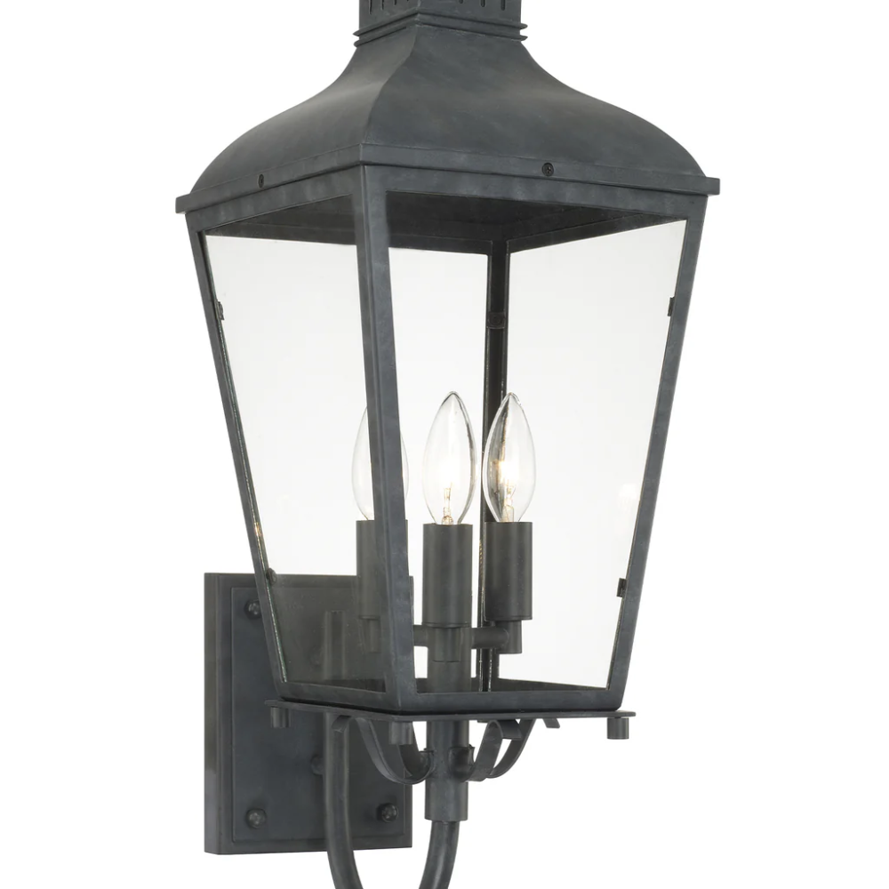 Outdoor Landscape Lighting LED 12V Low Voltage Dumont 3 Light Outdoor Sconce 9.25"x23.5" Stainless Steel and Clear Glass Graphite Metal Finish 120V 3 E12 Candelabra Base LED Bulb Socket for Patio, Garden, Exterior Walls