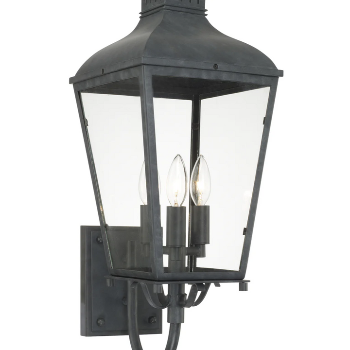 Outdoor Landscape Lighting LED 12V Low Voltage Dumont 3 Light Outdoor Sconce 9.25"x23.5" Stainless Steel and Clear Glass Graphite Metal Finish 120V 3 E12 Candelabra Base LED Bulb Socket for Patio, Garden, Exterior Walls