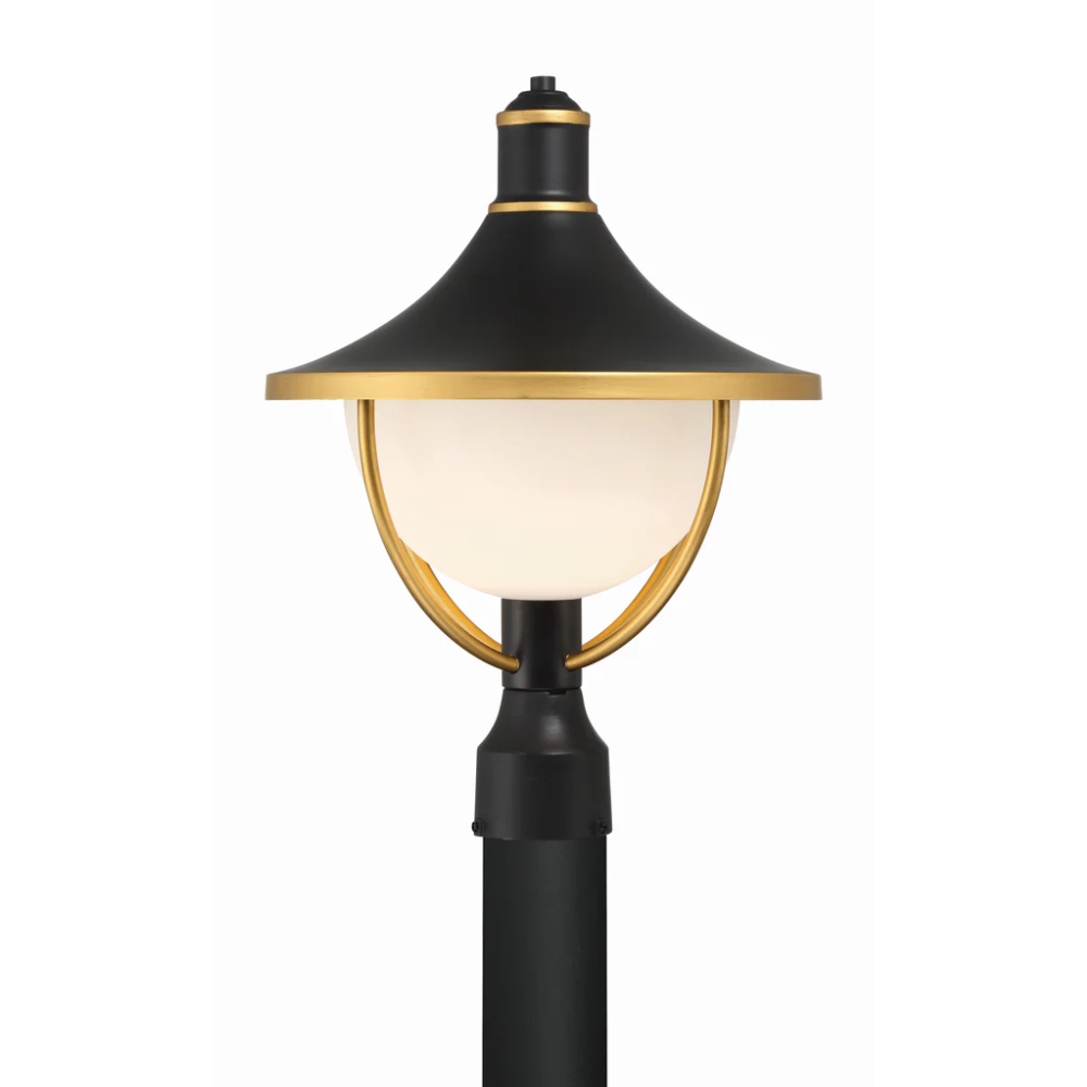 Outdoor Landscape Lighting LED 12V Low Voltage Atlas 1 Light Outdoor Post Light 13.5"x18.5" Stainless Steel and Glass Matte Black with Textured Gold Finish 120V 1 E26 Medium Base LED Bulb Sockets Casual Farmhouse Lantern for Patio, Garden, Exterior Posts