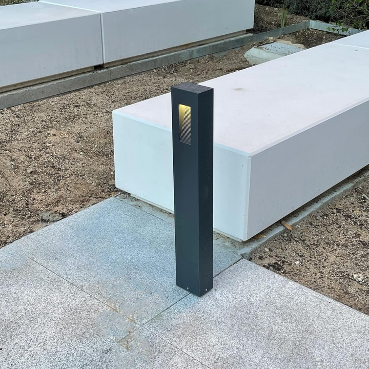 Outdoor Landscape Lighting LED 12V Low Voltage BPLA03 32" 120V 10W 3000K/5000K 1000LM Black Aluminum Rectangular Bollard Light Line Voltage Commercial Bollard Path Light Outdoor Lighting