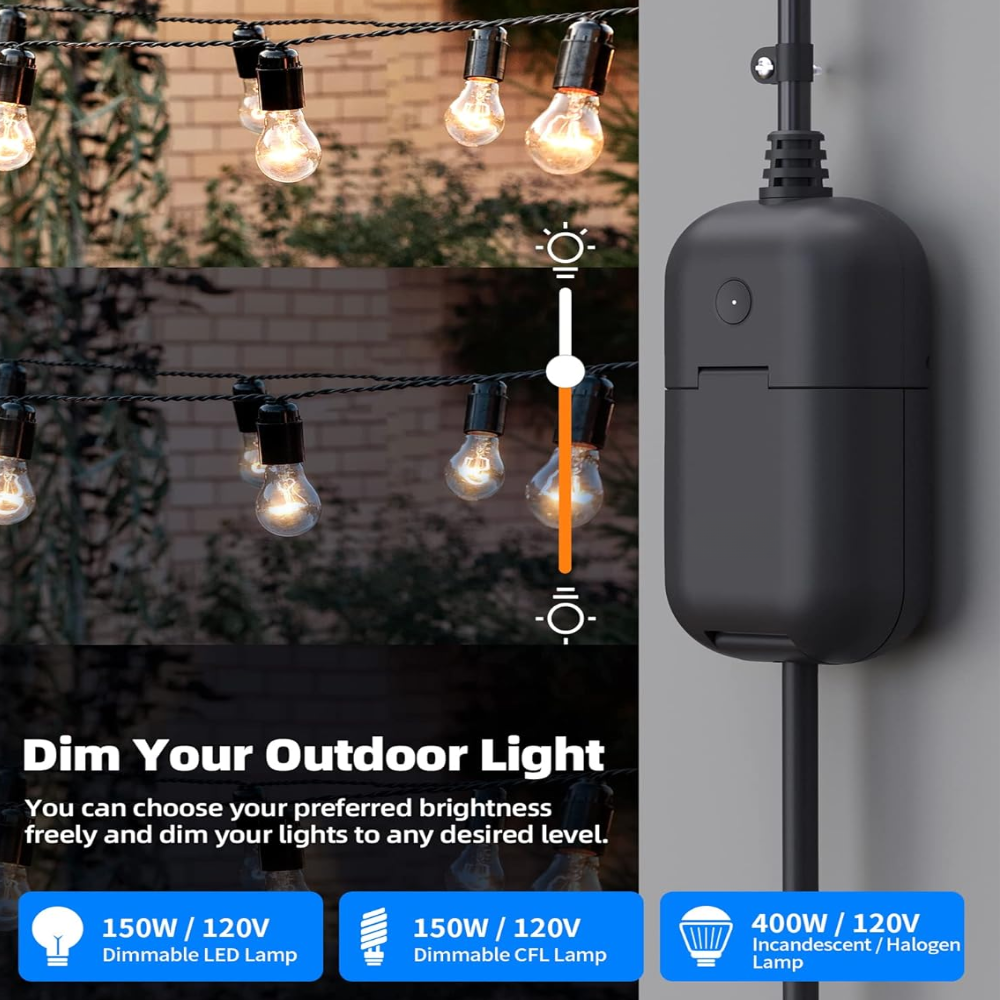 Outdoor Landscape Lighting LED 12V Low Voltage Outdoor Smart Plug 15A Wi-Fi Outlet Timer Compatible with Alexa and Google Assistant IP66 Waterproof