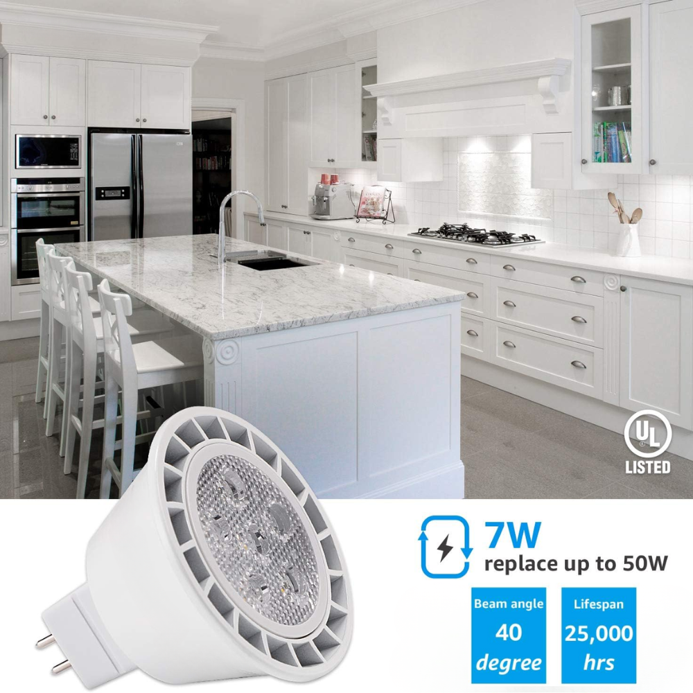 Outdoor Landscape Lighting LED 12V Low Voltage 6-Pack MR16 7W 12V Low Voltage LED Bulbs 490LM Dimmable Energy Saving Waterproof Light CE & RoHS Certified