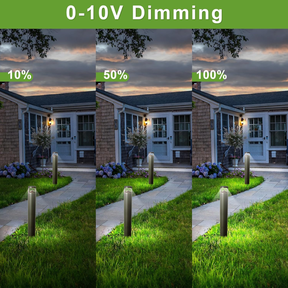Outdoor Landscape Lighting LED 12V Low Voltage BPLA08 42" 24W 120V 3CCT 3000K/4000K/5000K Black Aluminum Round-Top Bollard Light Line Voltage Commercial Bollard Path Light Outdoor Lighting
