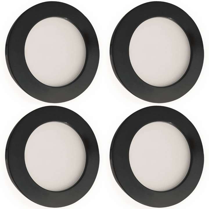 Outdoor Landscape Lighting LED 12V Low Voltage CB07 4x/8x/12x Package Round 1.8W DC12V Low Voltage LED Dimmable Cast Aluminum Recessed Cabinet Light Down Lighting Fixture Black 4 Pack