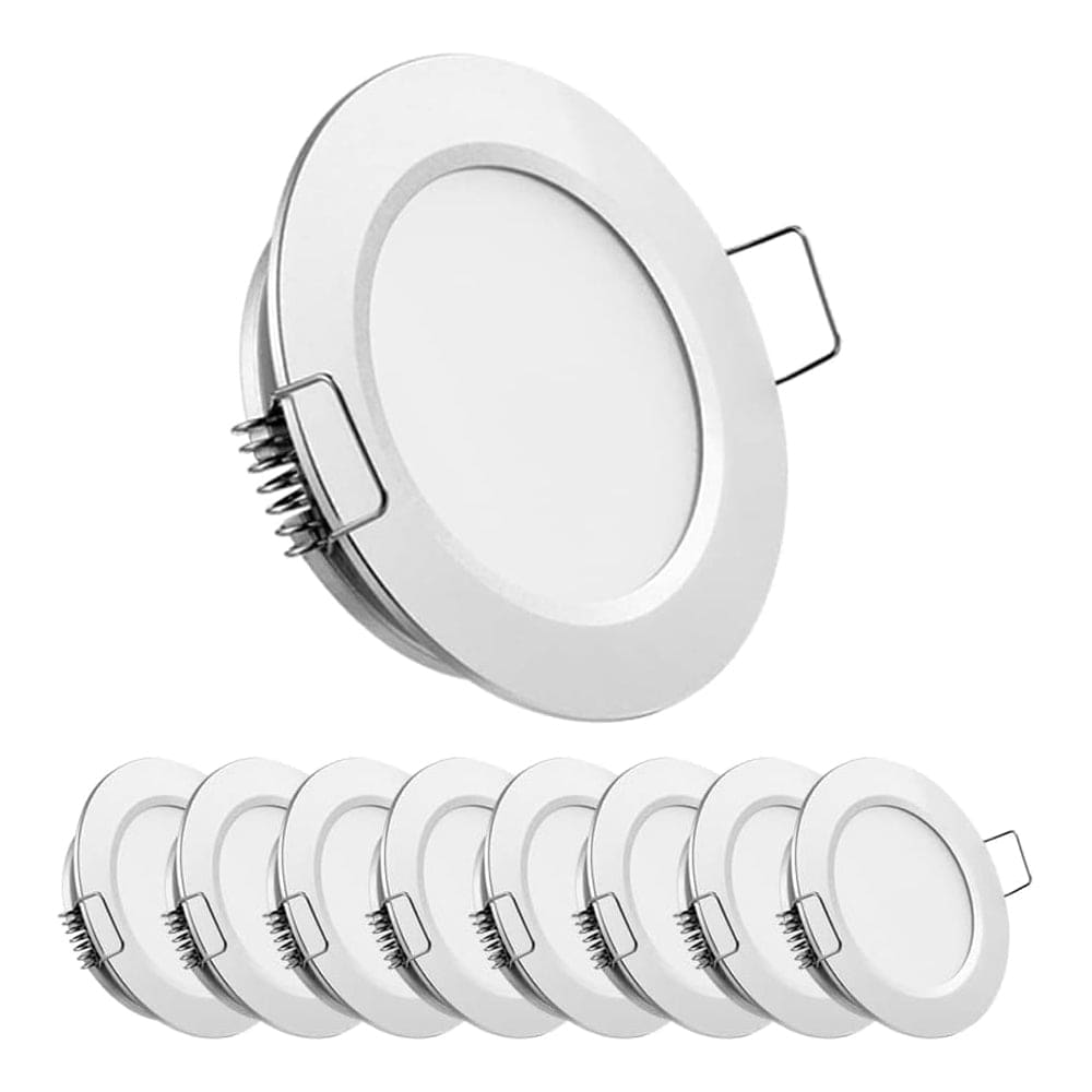 Outdoor Landscape Lighting LED 12V Low Voltage CBA10 8 Pack 2.5W Round Recessed Cast Aluminum Cabinet Light Energy Saving Dimmable LED Downlighting Silver
