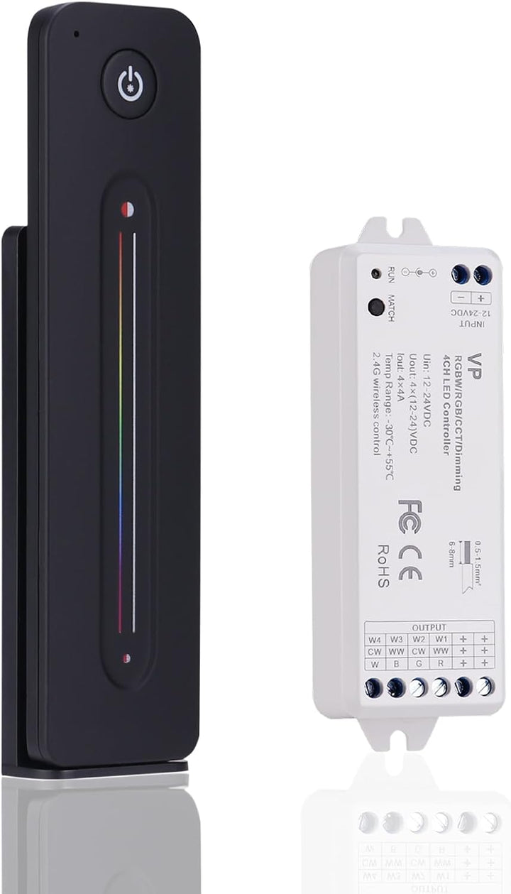 Outdoor Landscape Lighting LED 12V Low Voltage DC5V-36V 8A LED Low Voltage Controller with Wireless RF Remote, Sensitive Touch Slide Controller, No Flicker, ON/OFF Kit for LED Strip Light V3 - For RGBW