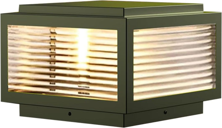 Outdoor Landscape Lighting LED 12V Low Voltage CPLA05 Modern Outdoor Post Light with Tempered Glass Shade Fence Deck Cap Lantern with E26 9W 3000K 110V AC Line Voltage Stainless Steel LED IP55 Waterproof, Electric-Powered, with Adaptable Low-Voltage E26/E27 LED Compatibility