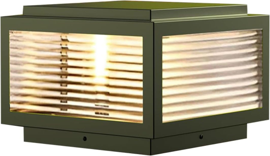 Outdoor Landscape Lighting LED 12V Low Voltage CPLA05 Modern Outdoor Post Light with Tempered Glass Shade Fence Deck Cap Lantern with E26 9W 3000K 110V AC Line Voltage Stainless Steel LED IP55 Waterproof, Electric-Powered, with Adaptable Low-Voltage E26/E27 LED Compatibility