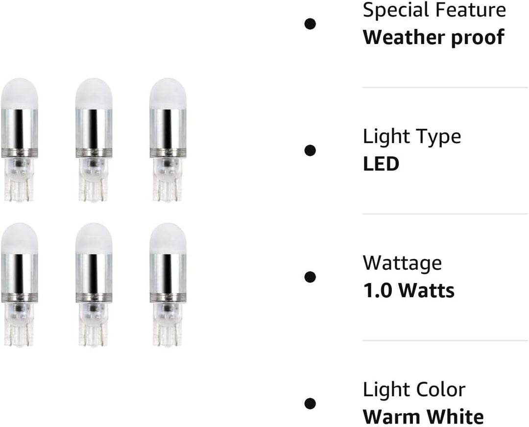 Outdoor Landscape Lighting LED 12V Low Voltage 2x/4x/6x Package T5 T10 1W 12V LED Wedge Base Light Bulbs Energy Saving Light Bulb