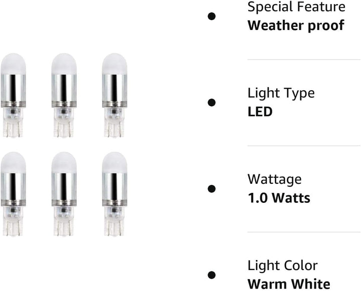 Outdoor Landscape Lighting LED 12V Low Voltage 2x/4x/6x Package T5 T10 1W 12V LED Wedge Base Light Bulbs Energy Saving Light Bulb