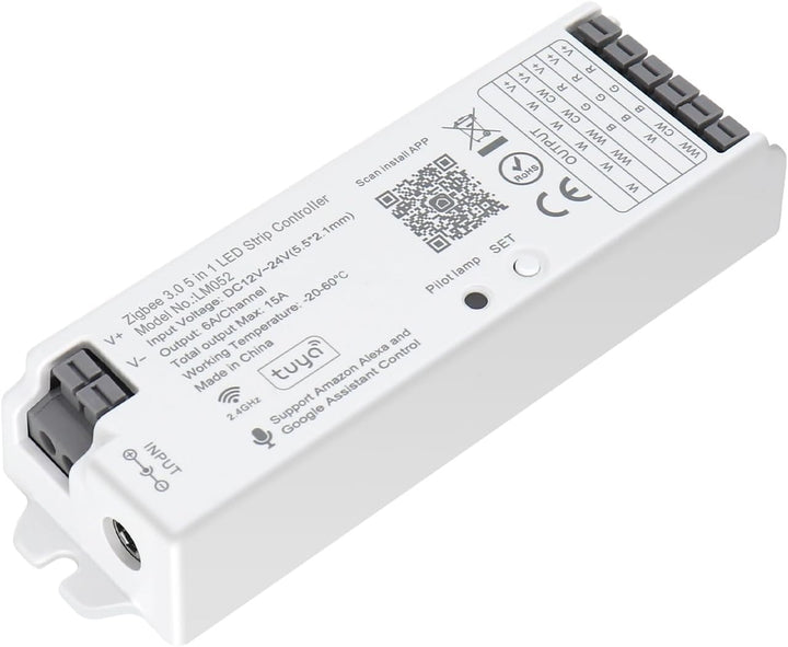 Outdoor Landscape Lighting LED 12V Low Voltage LM052 Zigbee LED Strip Light 5 in 1 Tuya Controller Compatible with Alexa and Google Assistant, for Dimming CCT RGB RGBW RGBCCT (Zigbee Gateway Network Required) None