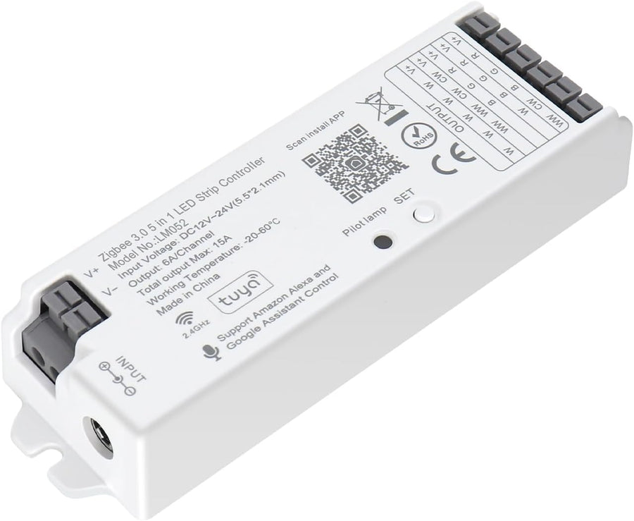 Outdoor Landscape Lighting LED 12V Low Voltage LM052 Zigbee LED Strip Light 5 in 1 Tuya Controller Compatible with Alexa and Google Assistant, for Dimming CCT RGB RGBW RGBCCT (Zigbee Gateway Network Required) None