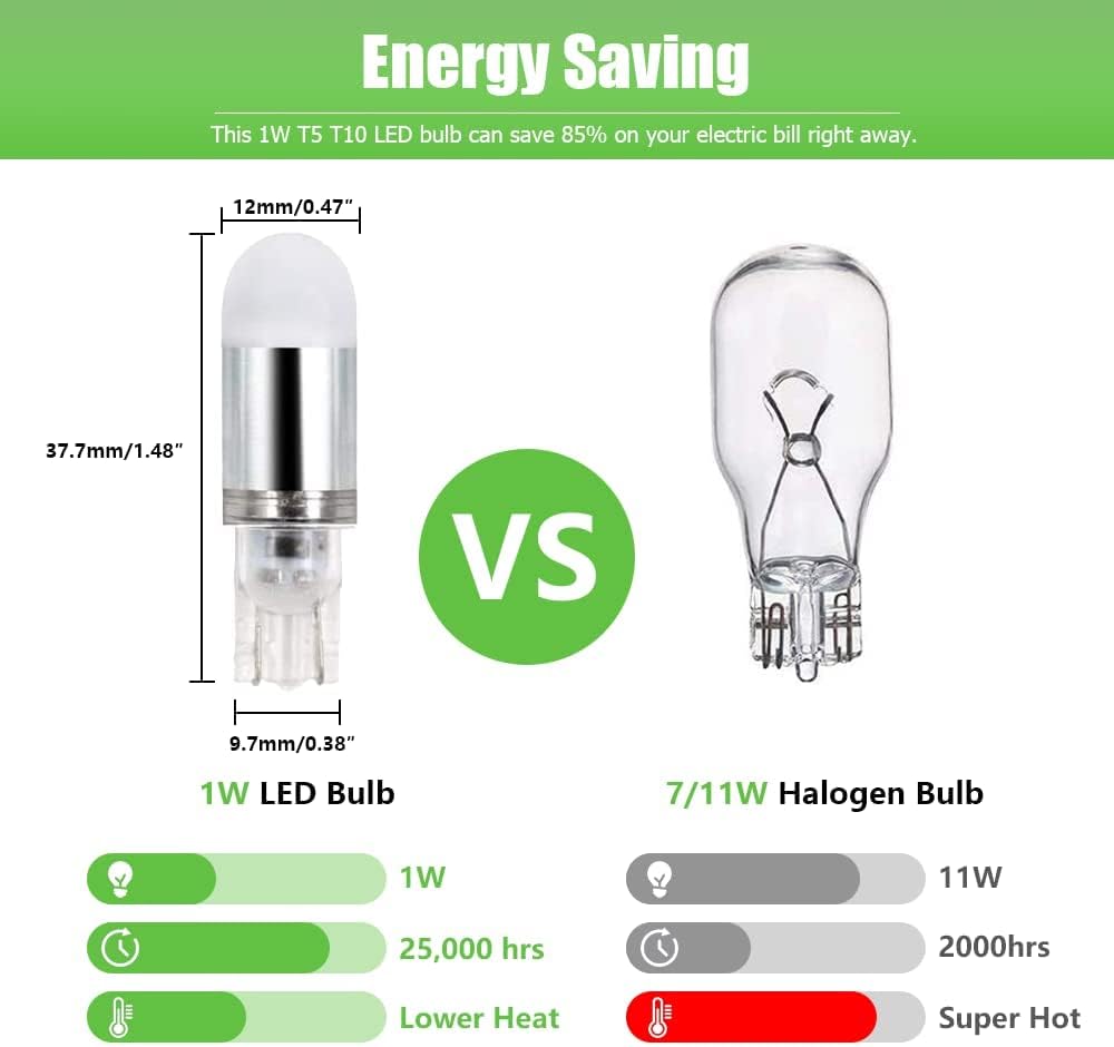 Outdoor Landscape Lighting LED 12V Low Voltage 2x/4x/6x Package T5 T10 1W 12V LED Wedge Base Light Bulbs Energy Saving Light Bulb