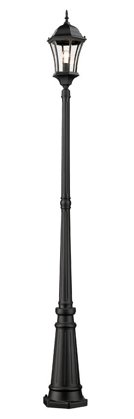 Outdoor Landscape Lighting LED 12V Low Voltage Wakefield 522MP1 1 Light Outdoor Post Mounted Fixture Post Head and Post 10" x 10" x 90" Black Aluminum Clear Beveled Glass Line Voltage Medium 120V 1 E26 Base Socket for Garden, Exterior Lighting