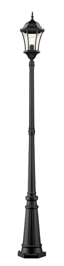 Outdoor Landscape Lighting LED 12V Low Voltage Wakefield 522MP1 1 Light Outdoor Post Mounted Fixture Post Head and Post 10" x 10" x 90" Black Aluminum Clear Beveled Glass Line Voltage Medium 120V 1 E26 Base Socket for Garden, Exterior Lighting