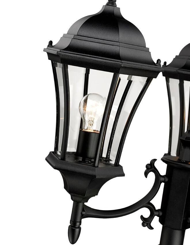Outdoor Landscape Lighting LED 12V Low Voltage Wakefield 522MP3 3 Lights Outdoor Post Mounted Fixture Post Head and Post 25" x 25" x 90" Black Aluminum Clear Beveled Glass Line Voltage Medium 120V 3 E26 Base Sockets for Garden, Exterior Lighting