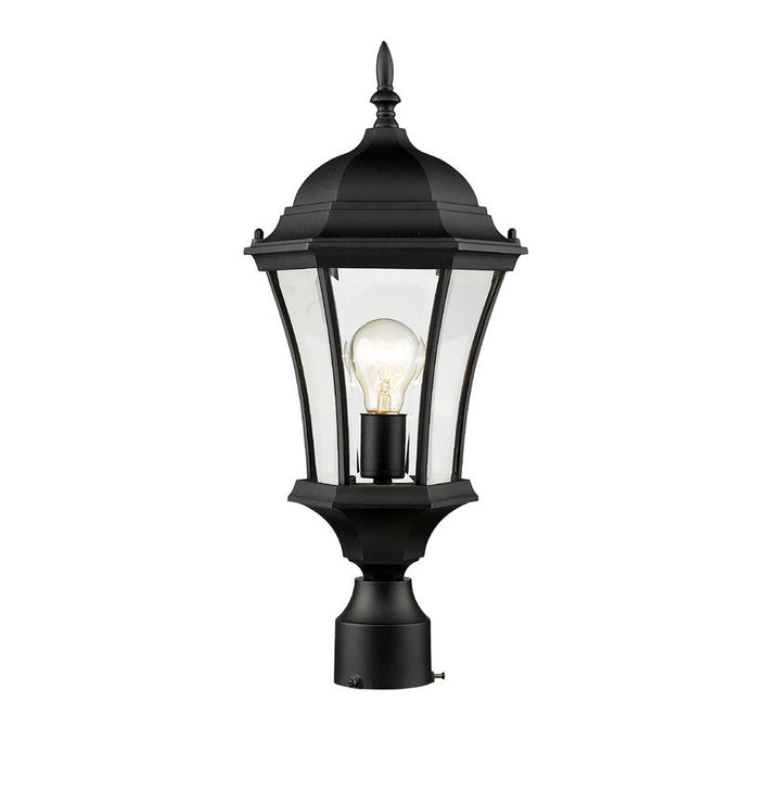 Outdoor Landscape Lighting LED 12V Low Voltage Wakefield 522PHM Outdoor Post Mounted Fixture Post Head Lights 9.5" x 9.5" x 22" Black Aluminum Clear Beveled Glass Line Voltage Medium 120V 1 E26 Base Socket for Garden, Exterior Lighting
