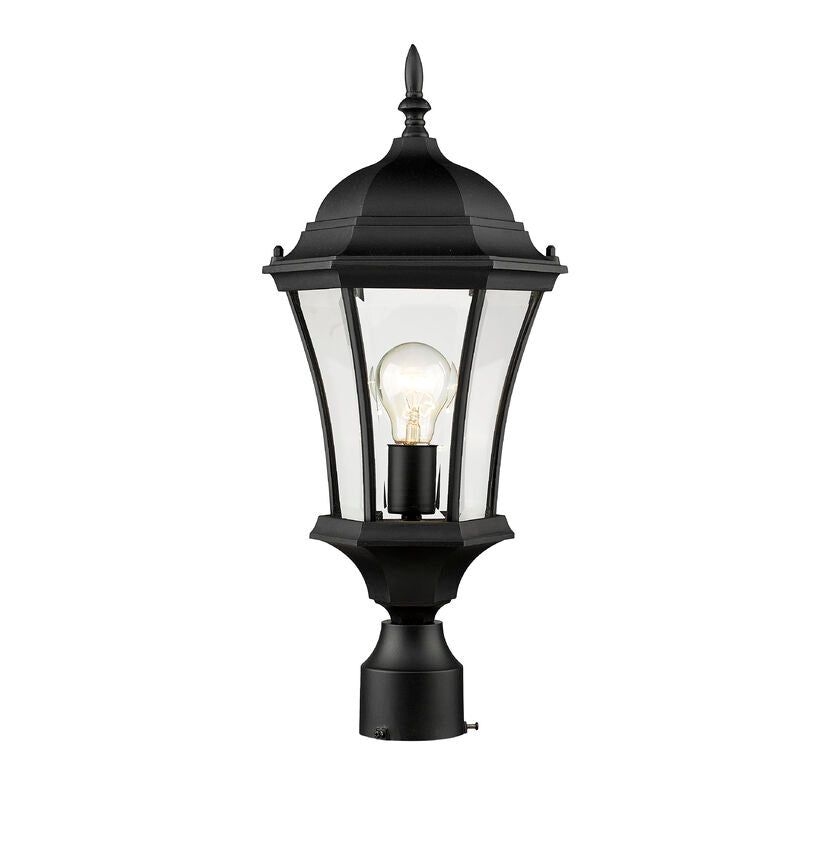Outdoor Landscape Lighting LED 12V Low Voltage Wakefield 522PHM Outdoor Post Mounted Fixture Post Head Lights 9.5" x 9.5" x 22" Black Aluminum Clear Beveled Glass Line Voltage Medium 120V 1 E26 Base Socket for Garden, Exterior Lighting