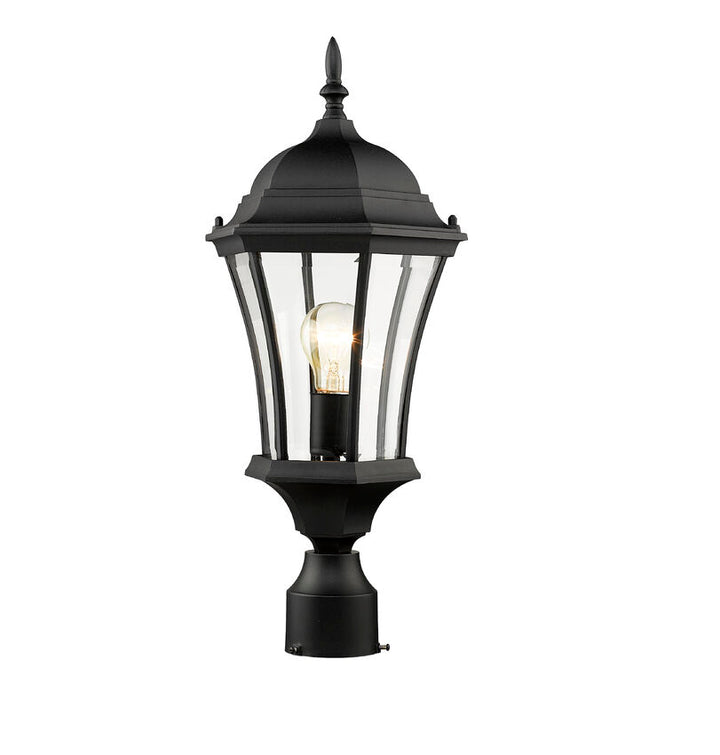 Outdoor Landscape Lighting LED 12V Low Voltage Wakefield 522PHM Outdoor Post Mounted Fixture Post Head Lights 9.5" x 9.5" x 22" Black Aluminum Clear Beveled Glass Line Voltage Medium 120V 1 E26 Base Socket for Garden, Exterior Lighting