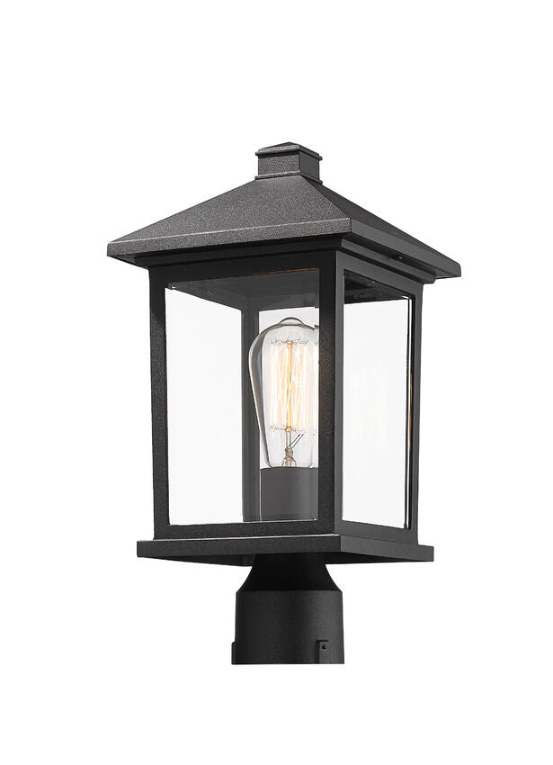 Outdoor Landscape Lighting LED 12V Low Voltage Portland 531PHMR Outdoor Post Mounted Fixture Post Head Lights 8" x 8" x 16" Black Aluminum Clear Beveled Glass Line Voltage Medium 120V 1 E26 Base Socket for Garden, Exterior Lighting