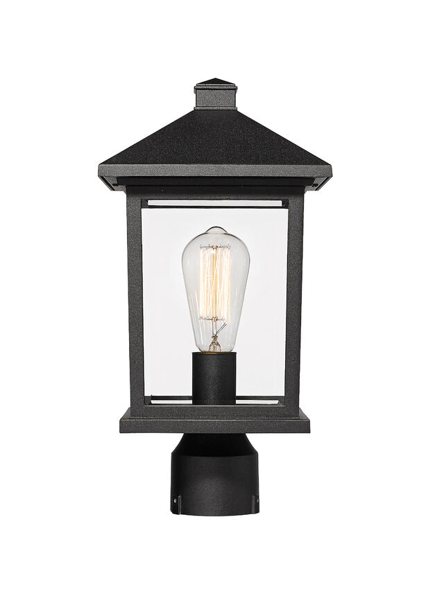 Outdoor Landscape Lighting LED 12V Low Voltage Portland 531PHMR Outdoor Post Mounted Fixture Post Head Lights 8" x 8" x 16" Black Aluminum Clear Beveled Glass Line Voltage Medium 120V 1 E26 Base Socket for Garden, Exterior Lighting