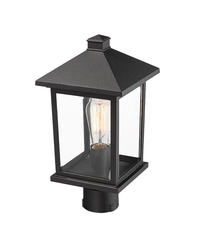 Outdoor Landscape Lighting LED 12V Low Voltage Portland 531PHMR Outdoor Post Mounted Fixture Post Head Lights 8" x 8" x 16" Black Aluminum Clear Beveled Glass Line Voltage Medium 120V 1 E26 Base Socket for Garden, Exterior Lighting