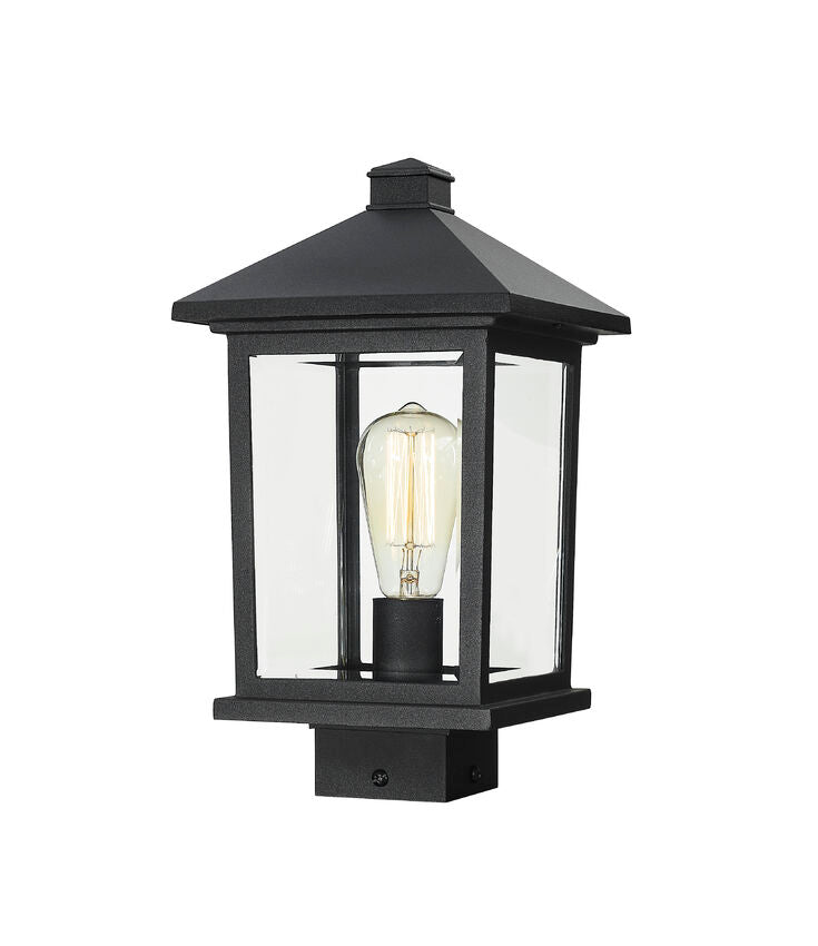 Outdoor Landscape Lighting LED 12V Low Voltage Portland 531PHMS Outdoor Post Mounted Fixture Post Head Lights 8" x 8" x 14.38" Black Aluminum Clear Beveled Glass Line Voltage Medium 120V 1 E26 Base Socket for Garden, Exterior Lighting