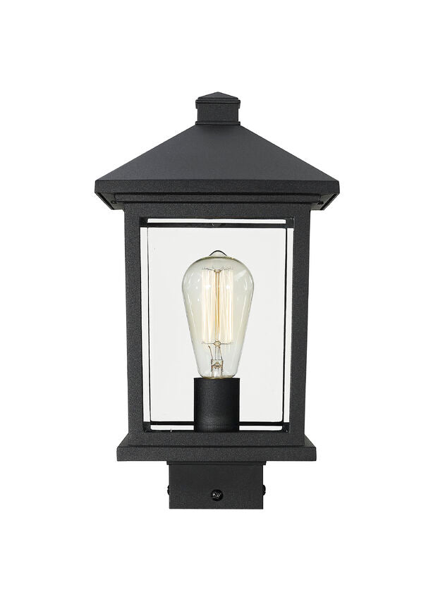Outdoor Landscape Lighting LED 12V Low Voltage Portland 531PHMS Outdoor Post Mounted Fixture Post Head Lights 8" x 8" x 14.38" Black Aluminum Clear Beveled Glass Line Voltage Medium 120V 1 E26 Base Socket for Garden, Exterior Lighting