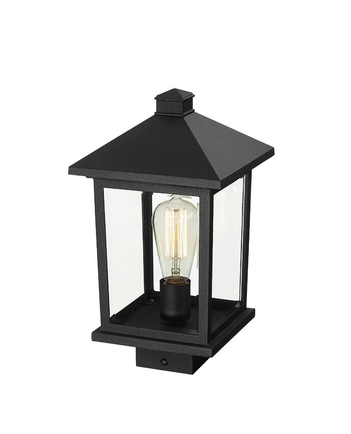 Outdoor Landscape Lighting LED 12V Low Voltage Portland 531PHMS Outdoor Post Mounted Fixture Post Head Lights 8" x 8" x 14.38" Black Aluminum Clear Beveled Glass Line Voltage Medium 120V 1 E26 Base Socket for Garden, Exterior Lighting