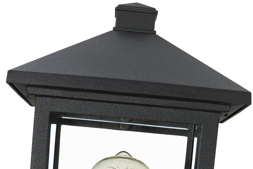 Outdoor Landscape Lighting LED 12V Low Voltage Portland 531PHMS Outdoor Post Mounted Fixture Post Head Lights 8" x 8" x 14.38" Black Aluminum Clear Beveled Glass Line Voltage Medium 120V 1 E26 Base Socket for Garden, Exterior Lighting