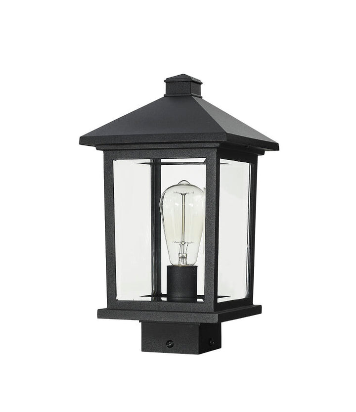 Outdoor Landscape Lighting LED 12V Low Voltage Portland 531PHMS Outdoor Post Mounted Fixture Post Head Lights 8" x 8" x 14.38" Black Aluminum Clear Beveled Glass Line Voltage Medium 120V 1 E26 Base Socket for Garden, Exterior Lighting
