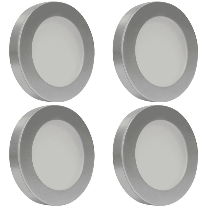 Outdoor Landscape Lighting LED 12V Low Voltage CB07 4x/8x/12x Package Round 1.8W DC12V Low Voltage LED Dimmable Cast Aluminum Recessed Cabinet Light Down Lighting Fixture Silver 4 Pack