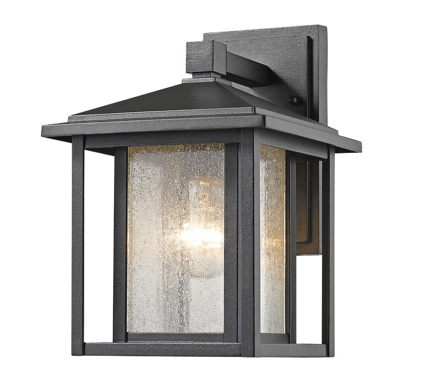 Outdoor Landscape Lighting LED 12V Low Voltage Aspen 554S Outdoor Wall Sconce 7.5" x 8.5" x 10.88" Black Aluminum Clear Seedy Glass Line Voltage Medium 120V 1 E26 Base Socket for Porch, Patio, Garage, Garden, Exterior Lighting