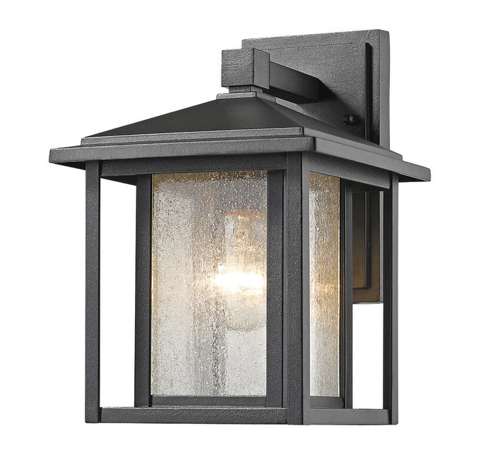 Outdoor Landscape Lighting LED 12V Low Voltage Aspen 554S Outdoor Wall Sconce 7.5" x 8.5" x 10.88" Black Aluminum Clear Seedy Glass Line Voltage Medium 120V 1 E26 Base Socket for Porch, Patio, Garage, Garden, Exterior Lighting