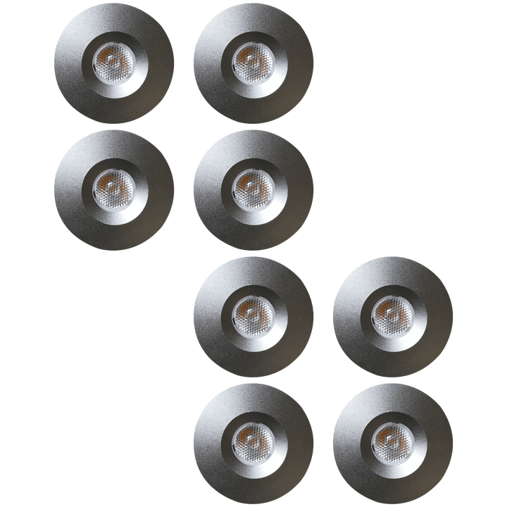 Outdoor Landscape Lighting LED 12V Low Voltage CB15 4x/8x/12x Package 1.5W DC12V Low Voltage Round Recessed Cast Aluminum Cabinet Light Energy Saving Dimmable LED Downlighting 3000K or 5000K Silver 8 Pack