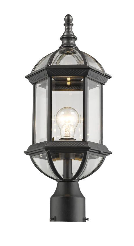 Outdoor Landscape Lighting LED 12V Low Voltage Annex 563PHM Outdoor Post Mounted Fixture Post Head Lights 8" x 8" x 19.5" Black Aluminum Clear Beveled Glass Line Voltage Medium 120V 1 E26 Base Socket for Garden, Exterior Lighting