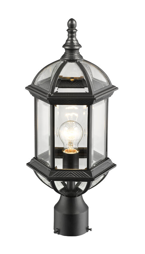 Outdoor Landscape Lighting LED 12V Low Voltage Annex 563PHM Outdoor Post Mounted Fixture Post Head Lights 8" x 8" x 19.5" Black Aluminum Clear Beveled Glass Line Voltage Medium 120V 1 E26 Base Socket for Garden, Exterior Lighting