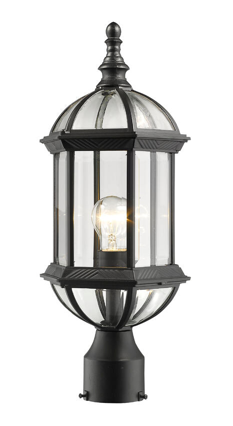 Outdoor Landscape Lighting LED 12V Low Voltage Annex 563PHM Outdoor Post Mounted Fixture Post Head Lights 8" x 8" x 19.5" Black Aluminum Clear Beveled Glass Line Voltage Medium 120V 1 E26 Base Socket for Garden, Exterior Lighting