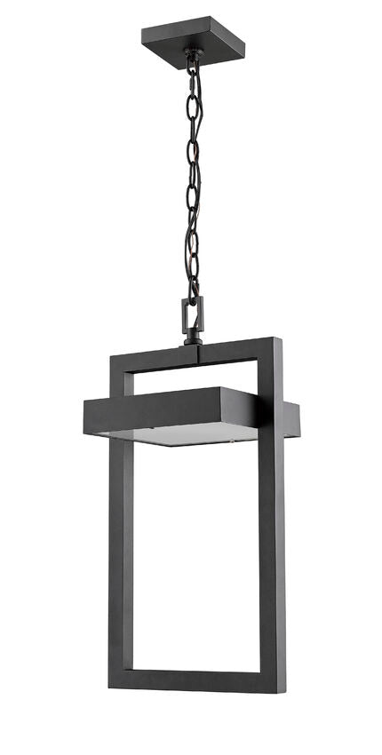 Outdoor Landscape Lighting LED 12V Low Voltage Luttrel 566CHB Outdoor Chain Mount Ceiling Hanging Pendant Fixture 10.5" x 10.5" x 18" Black Aluminum Frosted Glass Non-Dimmable 12W LED-Integrated Line Voltage 120V for Porch, Patio, Garage, Garden, Exterior Lighting