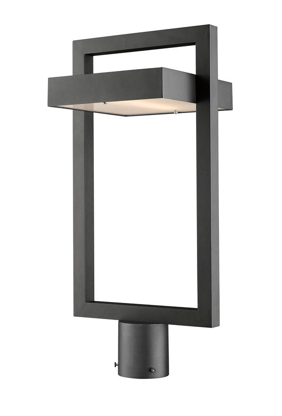 Outdoor Landscape Lighting LED 12V Low Voltage Luttrel 566PHBR Outdoor Post Mounted Fixture Post Head Lights 10.5" x 10.5" x 21.62" Black Aluminum Frosted Glass Non-Dimmable 12W LED-Integrated Line Voltage 120V for Garden, Exterior Lighting