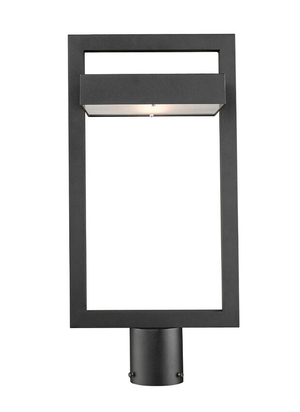 Outdoor Landscape Lighting LED 12V Low Voltage Luttrel 566PHBR Outdoor Post Mounted Fixture Post Head Lights 10.5" x 10.5" x 21.62" Black Aluminum Frosted Glass Non-Dimmable 12W LED-Integrated Line Voltage 120V for Garden, Exterior Lighting