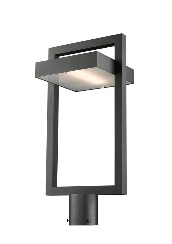 Outdoor Landscape Lighting LED 12V Low Voltage Luttrel 566PHBR Outdoor Post Mounted Fixture Post Head Lights 10.5" x 10.5" x 21.62" Black Aluminum Frosted Glass Non-Dimmable 12W LED-Integrated Line Voltage 120V for Garden, Exterior Lighting