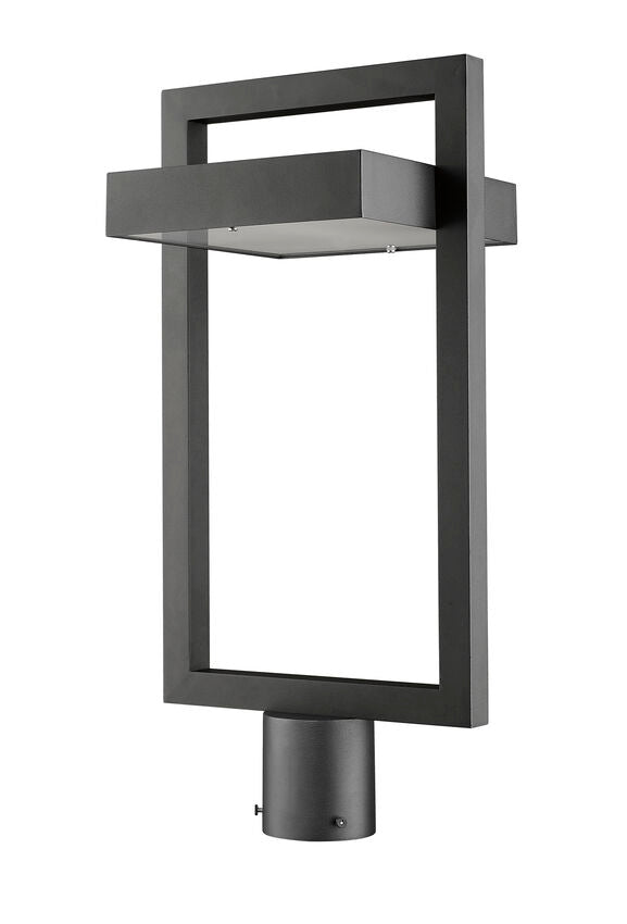 Outdoor Landscape Lighting LED 12V Low Voltage Luttrel 566PHBR Outdoor Post Mounted Fixture Post Head Lights 10.5" x 10.5" x 21.62" Black Aluminum Frosted Glass Non-Dimmable 12W LED-Integrated Line Voltage 120V for Garden, Exterior Lighting