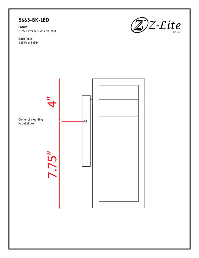 Outdoor Landscape Lighting LED 12V Low Voltage Luttrel 566S Outdoor Wall Sconce 5.75" x 5.5" x 11.75" Black Aluminum Frosted Glass Non-Dimmable 8W LED-Integrated Line Voltage 120V for Porch, Patio, Garage, Garden, Exterior Lighting