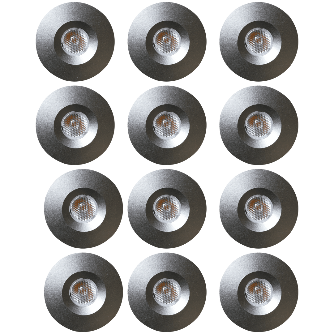 Outdoor Landscape Lighting LED 12V Low Voltage CB15 4x/8x/12x Package 1.5W DC12V Low Voltage Round Recessed Cast Aluminum Cabinet Light Energy Saving Dimmable LED Downlighting 3000K or 5000K Silver 12 Pack